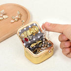 Zivyes Mini Jewelry Box Travel Small Coin Purse Organizer Case Genuine Leather Tiny Size (gold) - color: gold