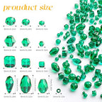 1500 Pcs Crystal Glass Beads for Jewelry Making – 12 Styles Bicone, Rondelle, Cube, Teardrop & 3mm Spacer Beads, DIY Bracelet Necklace Earring Craft Kit(Malachite Green) - color: Malachite Green