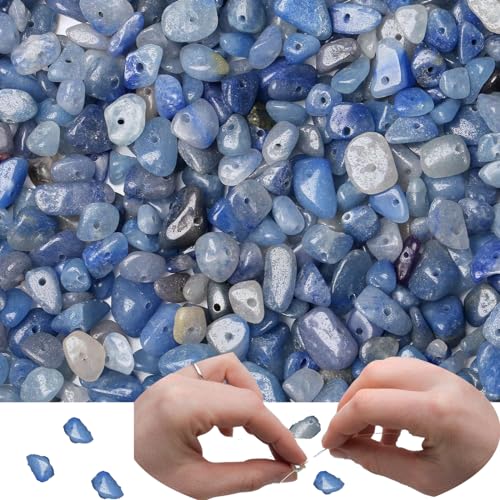 XIANNVXI Blue Aventurine, Beads Natural Chip Stone Beads 400Pcs Crystal Bead 5-8mm Irregular Healing Crystal Loose Rocks for DIY Jewelry Making - color: A-Blue Aventurine