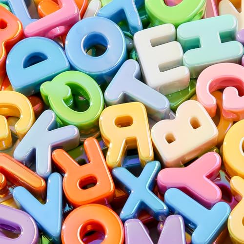 78pcs Large Letter Beads Big Chunky Letter Bead A-Z Acrylic Alphabet Bubble Beads for Paracord Bead Bag Charm Keychains Crafts Education Leaning (ab Color) - color: ab color