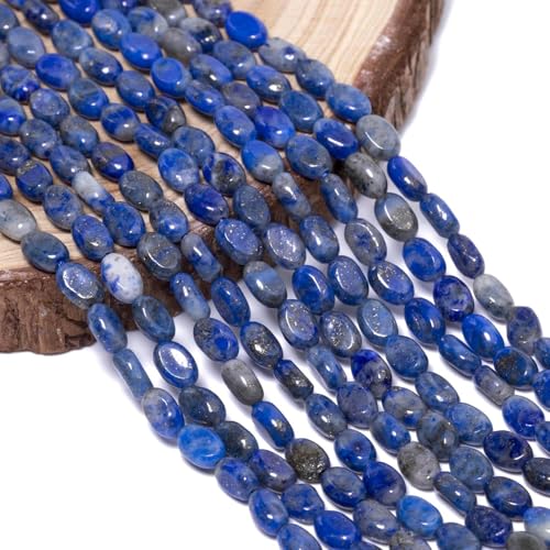 70pcs Natural Lapis Lazuli Stone Beads，4x6mm Egg Shape Loose Gemstone Beads for Jewelry Making Design Earring Necklace - color: lapis lazuli