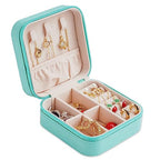 Neveika Mini Jewelry Box Leather Jewellery Ring Organizer Case Storage Gift Box Girls and Women (4pcs blue). - color: blue