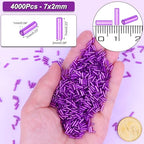 4000 Pcs Bright Purple Glass Bugle Beads, 2 x 7 mm Embroidery Beads, Small Long Tube Seed Beads for Embroidery Craft Jewelry Making - color: Bright Purple