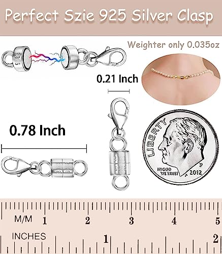 Dailyacc 925 Silver Lobster Magnetic Necklace Clasps and Closures Safety Sterling Silver with 14K Gold Jewelry Converters for Bracelets Chain Extender - color: 1PC Silver A
