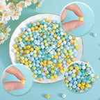 1 Box 500Pcs Acrylic Round Beads Frosted Bead Bulk 8mm Candy Color Silicone Acrylic Plastic Ball Pastel Matte Loose Spacer Beads for Jewelry Making Bracelets Necklaces Earrings Adults - color: Light Blue