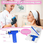 Ear Piercing Gun Kit, Reusable Ear Nose Piercing Gun Machine with Stainless Steel Piercing Earrings Studs, Crystal Earrings for At Home Salon Earlobe Cartilage Helix Tragus Piercing Tool Set - color: Blue