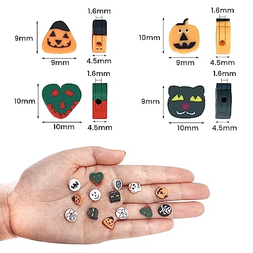 100 Pcs Polymer Clay Beads Mixed Heishi Spacer Beads Supplies for DIY Bracelet Earring Necklace Jewelry Making (Halloween-2) - color: Halloween-2