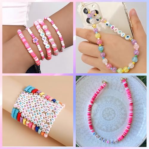 300Pcs Round Loose Letter Beads Q 4X7mm Individual Alphabet Beads for Friendship Bracelets Making - color: Round - Q