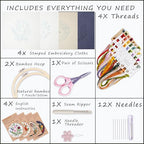 Bonroy 4 Sets Embroidery Kit for Beginners with Instructions,Cross Stitch Kits for Adults with Pattern,Needlepoint Kits for Adult Include Embroidery Cloth Hoops Needles Threads - color: flowers7