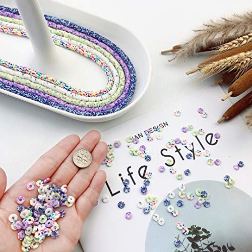 COIRIS 3400Pcs Speckled Heishi Beads Environmental Handmade Polymer 6mm Clay Spacer Beads for Surfer Chocker Necklace Bracelet Earrings Jewelry Making(RT-B03Mix) - color: B03, size: 6mm