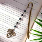 Vintage Witch Brass Metal Copper Bookmark with Dragon and Bead Chain Pendant–Wicked,Handmade Sodalite Bookmarks for Reading Women,Men,Book Lovers,Girls,Teens,Teachers and Students - style: Dragon