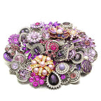 10PCs Mixed Style Rhinestones Snaps Jewelry Charms Buttons 18/20mm for Interchangeable Snaps Jewelry Making Women DIY Button Bracelets Necklaces Rings Brooch Accessories (Purple) - color: Purple