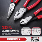 ARROW 3PCS Pliers Set, 8" Needle Nose Pliers, 7" Diagonal Plier, 8" Linesman with Non-slip Handle, Premium Carbon Steel, High Leverage Design - style: 8" Needle Nose/7" Diagonal/8" Linesman