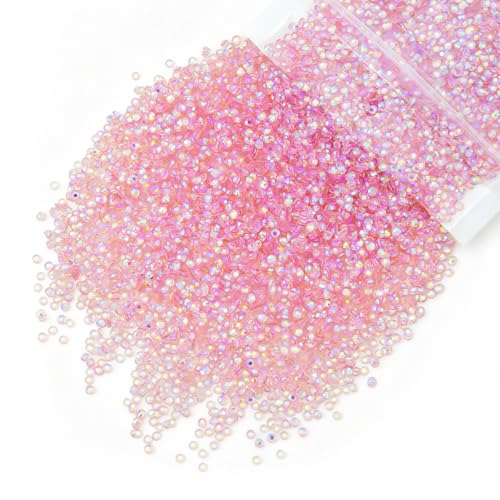 qiipii 4700PCS 3mm Transparent Pink AB Resin Rhinestones Bulk Clear Light Pink Flatback Jelly Stones SS10 Non-Hotfix Diamonds Crystals Gems for Nails Face Eyes Makeup Body Tumblers Crafts Decor Shoes - color: Transparent Light Pink Ab, size: 3mm Bulk