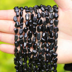 Natural Stone Beads 6-8mm Obsidian Oval Irregular Freeform Tumbled Loose Gemstone Beads for Jewelry Making 15 Inch Strand 50-55 Pcs - color: Obsidian-1 strand15”-approx. 55 beads
