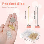 TOAOB 200pcs 24mm Eye Pins for Jewelry Making Gold Silver Brass Wire Open Head Pins Findings for DIY Crafts Necklaces Bracelets Earrings - size: 24mm
