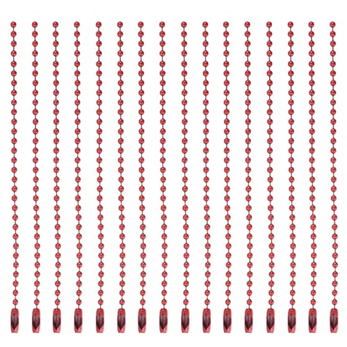 MECCANIXITY Ball Bead Chain Beaded Necklace Chains 5 Inch Adjustable Metal Ball Chains 2.4mm/0.1inch Keychain for Jewelry Making,DIY Craft Projects,Pack of 36(Red) - color: Red