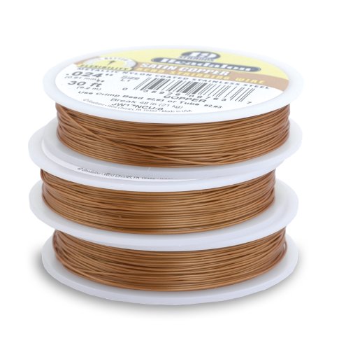 Beadalon 19 Strand Stainless Steel Bead Stringing Wire, .015 in / 0.38 mm, Satin Copper, 100 ft / 31 m - color: Satin Copper, style: .015 in / 0.38 mm, 100 ft / 31 m