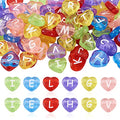 Cheriswelry 100pcs White Letter Transparent Acrylic Heart Alphabet Beads Mixed Pony Crystal Loose Spacer Love Heart Beads 10.5x11.5mm for DIY Craft Earring Bracelet Necklace Keychains Jewelry Making - color: Mixed Color Crystal Letter Beads