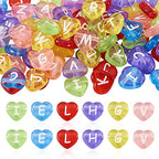 Cheriswelry 100pcs White Letter Transparent Acrylic Heart Alphabet Beads Mixed Pony Crystal Loose Spacer Love Heart Beads 10.5x11.5mm for DIY Craft Earring Bracelet Necklace Keychains Jewelry Making - color: Mixed Color Crystal Letter Beads