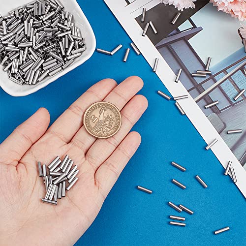 PH PandaHall 500pcs 10mm Stainless Steel Tube Beads Straight Spacer Beads Smooth Tube Loose Beads Connector Findings for Bracelets Necklaces Crafts Jewelry Making, 2mm Hole - size: 10mm long