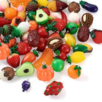 Craftdady Fruit Dangle Charms Pendants Cute Resin Food Pendants Apple Orange Pineapple Strawberry Pendants Lovely Vegetable Mushroom Charms for DIY Craft Earring Bracelet Necklace Jewelry Making - color: Mixed Shape