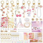 Wurosi 680 Pcs Keychain Making Kits, Pink DIY Bag Charm Kit, 78.74 Inch Chains, Key Chain Hooks, Jump Rings, Lobster Clasps, 225 Charms & Letter, Tools, Great for a Custom Gift, Party, or Family Activ - color: 680PCS Keychain Making Kit