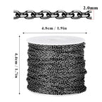 66 Feet Black Rolo Cable Chain Bulk, 2.0mm 304 Stainless Steel Gunmetal Black Diamond-Cut Oval Rolo Cable Link Chains Roll Spool for Jewelry Making - color: Gunmetal Black, size: 2.0mm width