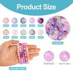 Glass Beads for Bracelet Cheriswelry 200Pcs Round Crystal Glass Crackle Beads 8-9mm for Keychain Earring Necklace Jewelry Making Supplies - color: Purple