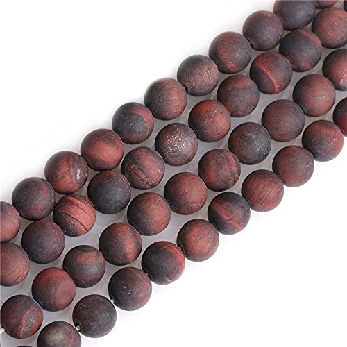 JOE FOREMAN 10mm Natural Red Tiger Eye Beads Semi Precious Gemstone Round Frosted Matte Chakras Loose Beads for Jewelry Making DIY Handmade Craft Supplies 15" - color: Matte, size: 10MM