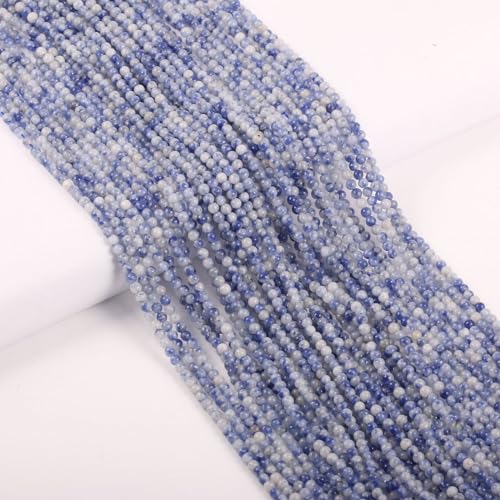 155pcs 2mm Natural Blue Spot Jasper Stone Loose Round Beads Gemstone Smooth Samll Spacer Beads for jewerly Making Bracelet Necklace - color: Blue Spot Jasper, size: 2 mm