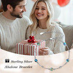 HPQQ Anklet Bracelet for Women 925 Sterling Silver Natural Stone Chain Bead Ankle Bracelet Beach Summer Fine Jewelry Mothers Day Birthday Gifts for Women Mom Wife - color: Bracelet-7"-9"-Abalone