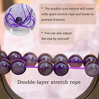 8mm Natural Gemstone Stretch Bracelet, Handmade Unisex Crystal Bracelets for Meditation, Yoga, Spiritual Healing & Positive Energy - color: Dark Amethyst