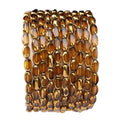 Glass Rice Beads Clear Brown 4x6mm 50pcs Faceted Oval Golden Edge Crystal Loose Beads for DIY Craft Jewelry Making - color: Clear Brown