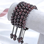 MASSIVE BEADS Natural Healing Power Gemstone Crystal Beads Unisex Adjustable Macrame Bracelets - color: Garnet, size: 6mm