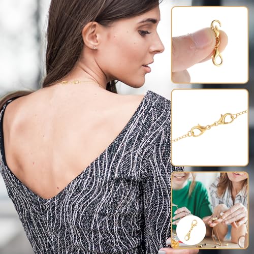 10 Pcs Double Lobster Clasp Necklace Chain Extenders Bracelet Clasp Connector Gold Silver Lobster Claw Clasps Double Opening Jewelry Clasps for DIY Jewelry Making - color: Gold+Silver