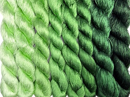 100% Nature Mulberry Handmade Embroidery Silk Thread Woven Jewelry Accessory Artificial Flowers Cross Stitch Floss DIY Sewing Kits 8 Gradient Colors 110m Each (31) - color: 31