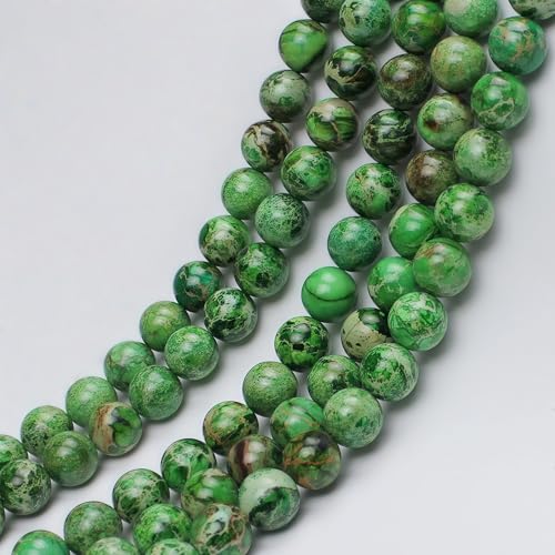 MJDCB 6mm Grass Green Imperial Jasper Gemstone Beads Round Loose Stone Bead for Jewelry Making Bracelets Necklaces - color: Grass Green Imperial Jasper, size: 6mm