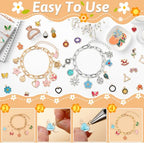 SANNIX 486Pcs Charm Bracelet Making Kit, Including 16 Bangles 228 Charms 240 Jump Rings and Pliers Tools for Crafts, Gold Silver Charm Chain for DIY Bracelet Making Supplies