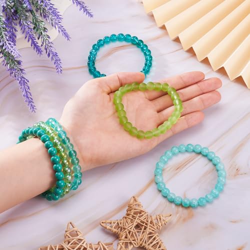 Elecrelive Glass Round Beaded Bracelet Set Clay Beaded Bracelets Stretch Bracelets - color: Green Blue