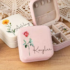 Ajiangwu Mothers Day Gifts for Mom,Personalized Travel Jewelry Case with Custom Name,Small Jewelry Organizer for Rings, Necklaces, Bracelets, Earring,Bridesmaid Proposal Gifts Ideas - color: Design 2