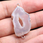 Natural Agate Geode Crystal Druzy Connectors Pearl Links Jewelry Connectors Charms DIY for Necklace or Jewelry Making（3 pcs） - size: 20X40-30X60mm