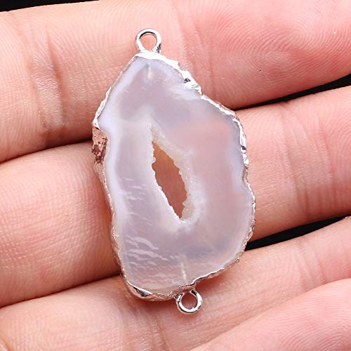 Natural Agate Geode Crystal Druzy Connectors Pearl Links Jewelry Connectors Charms DIY for Necklace or Jewelry Making（3 pcs） - size: 20X40-30X60mm