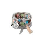 Bohemian Multilayer Beaded Bracelet Set, Colorful Stacked Stretch Bracelets with Tassel and Wing Charm - color: xhy021-7