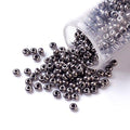 Craftdady 15/0 Metallic Black Round Glass Seed Beads 1.8-2mm Iris Round Tiny Ball Loose Pony Spacer Beads About 8500Pcs for Jewelry Making Hole: 0.5mm - color: Metallic Black, 1.8-2mm