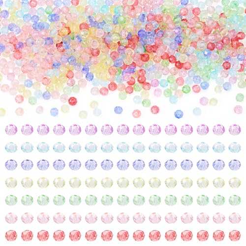 Beadthoven 595pcs 4mm Rondelle Glass Beads Faceted Briolette Glass Beads Transparent Crystal Spacers Czech Glass Seed Beads Assorted Jewelry Beads for Bracelets Necklaces DIY Accessories Supplies - color: Rondelle Transparent, size: 4mm