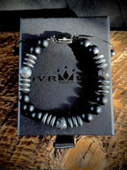 Mens Beaded Bracelet - Stone Jewelry, Black Onyx Hematite Bracelets, Mens Accessories, Adjustable - style: Dark Matter 8mm