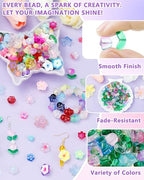 FIVEIZERO 340PCS Glass Tulip Flower Beads, 17 Colors Crystal Floral Bead Charms for Bracelets, Necklaces & DIY Jewelry Making Crafts - color: Glass Tulip