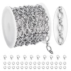 KYUNHOO 6.5FT/2M Oval Circle Chain Spool Silver Chain Roll Soldered Stainless Steel Chains Rolo Jewelry Chain with Connectors for Jewelry Making Supplies - color: Circle Silver