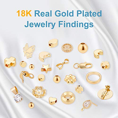 BENECREAT 40PCS 18K Gold Plated Moon Star Spacer Beads Heart Brass Beads for Bracelet Necklace DIY Jewelry Making - 10PCS/Shape - color: Heart Moon Cross Star